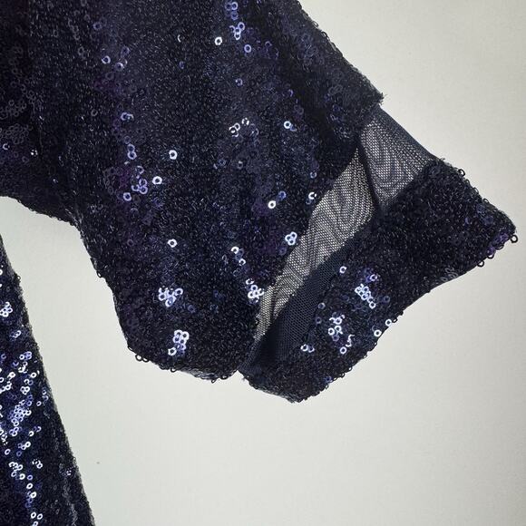 LANE BRYANT Women’s 16 Navy Blue Sequin Party Dress 3/4 Sleeve Cocktail Holiday - Picture 8 of 10